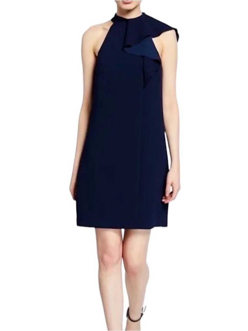 NWT Trina Turk Capilla Indigo One-Shoulder Shift Dress with Ruffle Detail 12